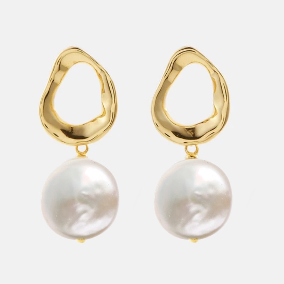 Pearl Drop Earrings Gold Dangle